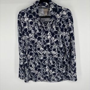Chico's Dark Blue and White Abstract Blouse